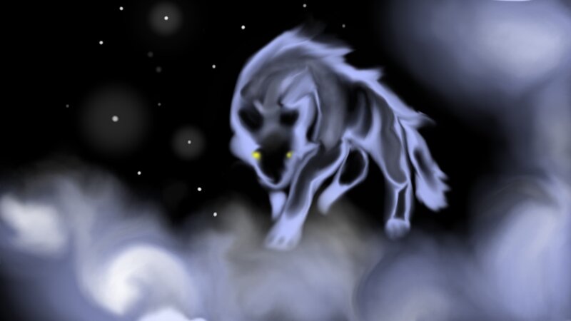 ghostly wolf in the night