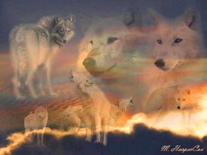Ghostly Wolves in Sky