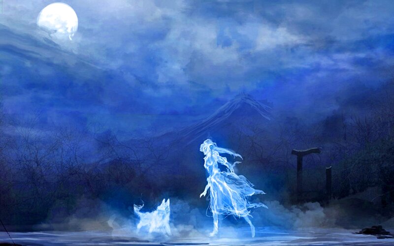 Ghostly Woman and Dog