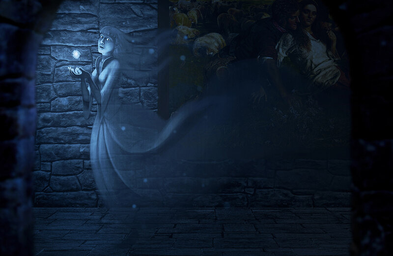 Ghostly Woman Holding Light
