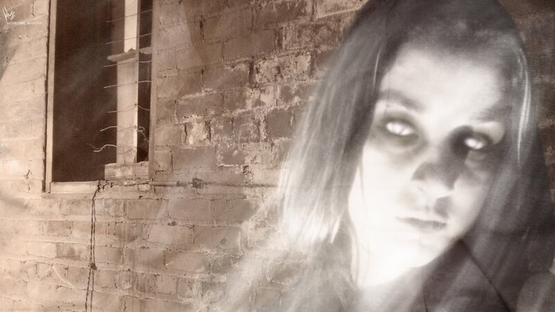 ghostly woman in abandoned building