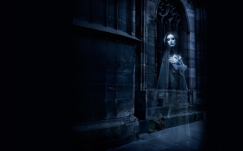 Ghostly Woman in Church — Blue