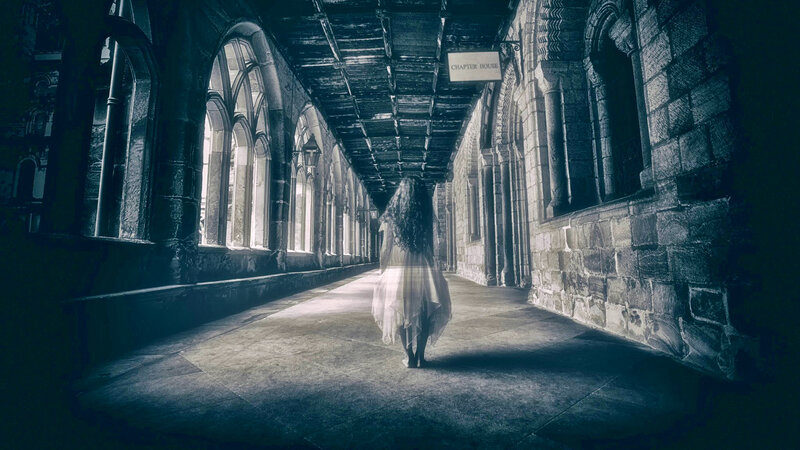 Ghostly Woman in Corridor