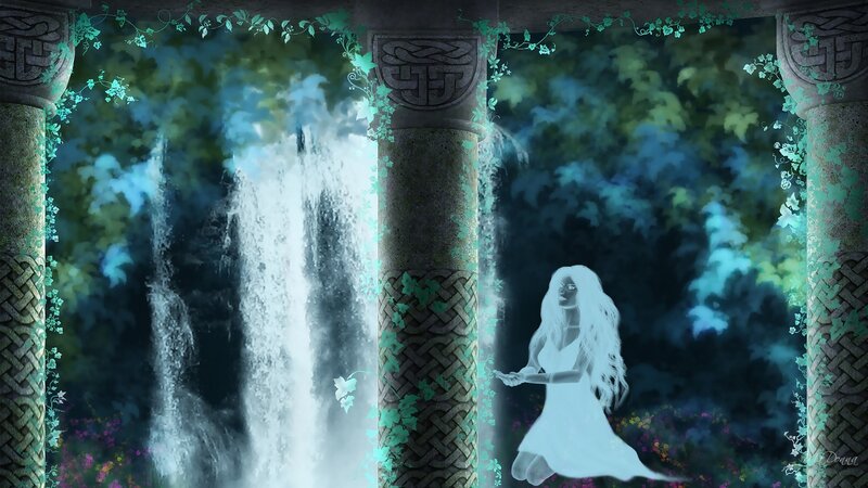 Ghostly Woman in Forest — Blue