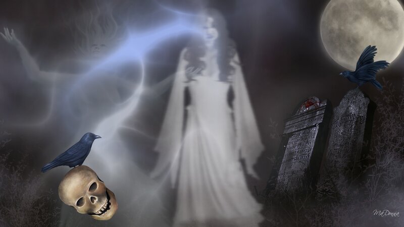 Ghostly Woman in Graveyard