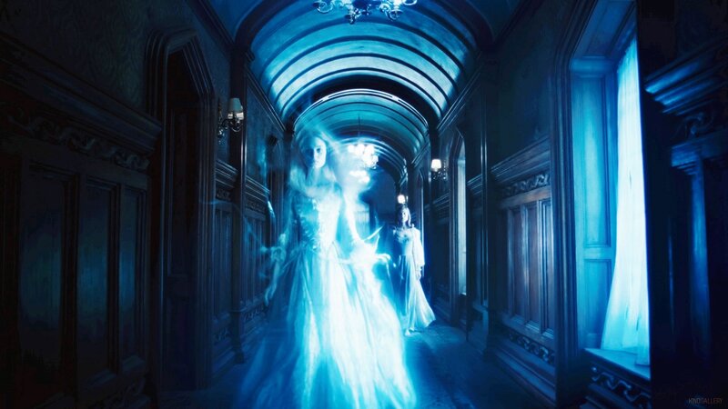 Ghostly Woman in Hallway — Blue