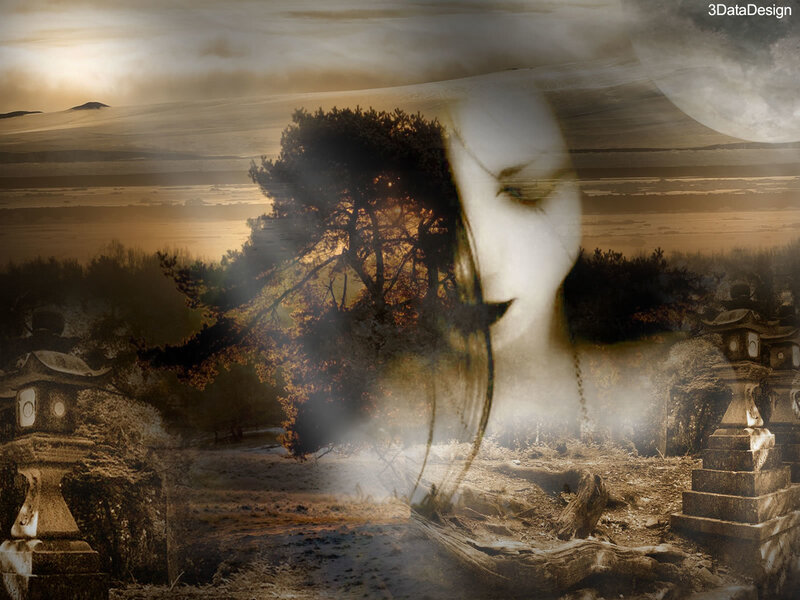 Ghostly Woman in Landscape