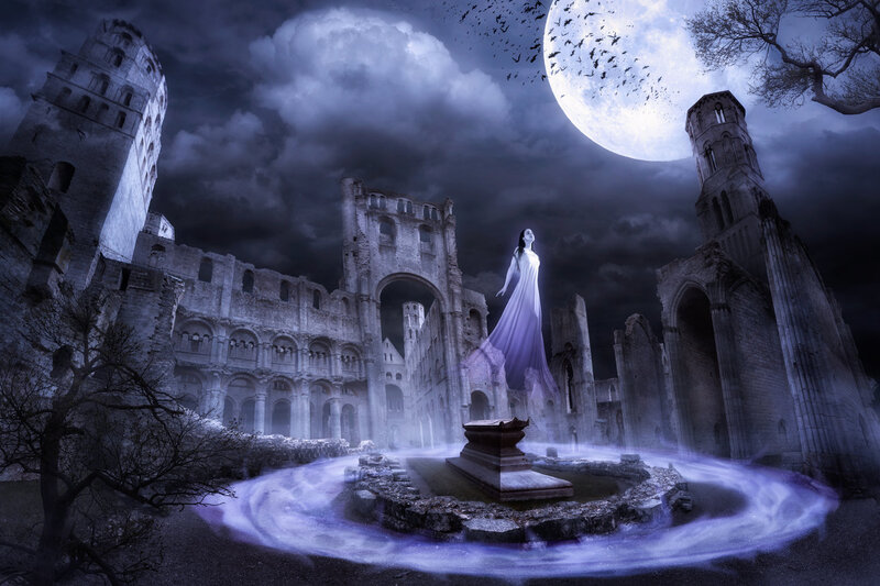 Ghostly Woman in Ruins
