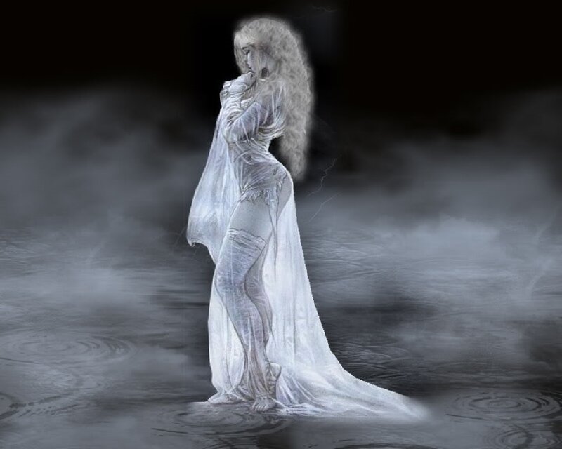 Ghostly Woman in Water — White