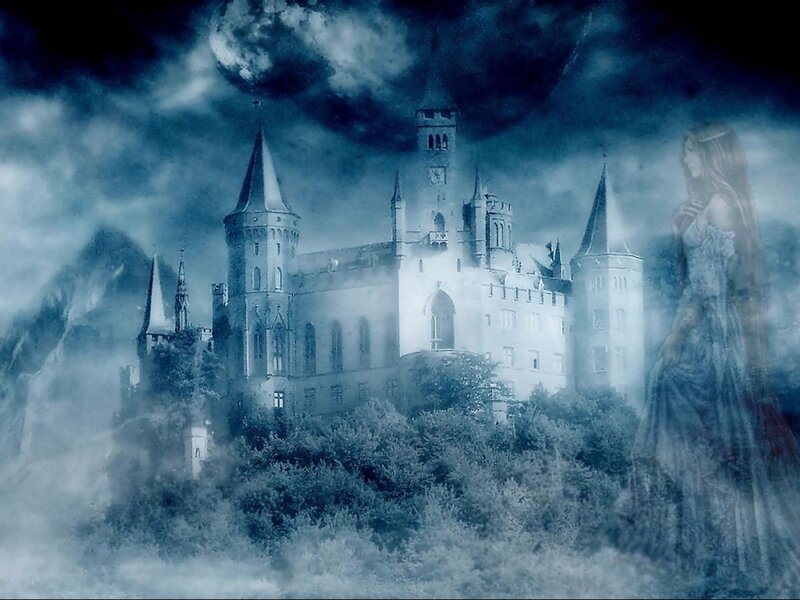 Ghostly Woman Near Castle