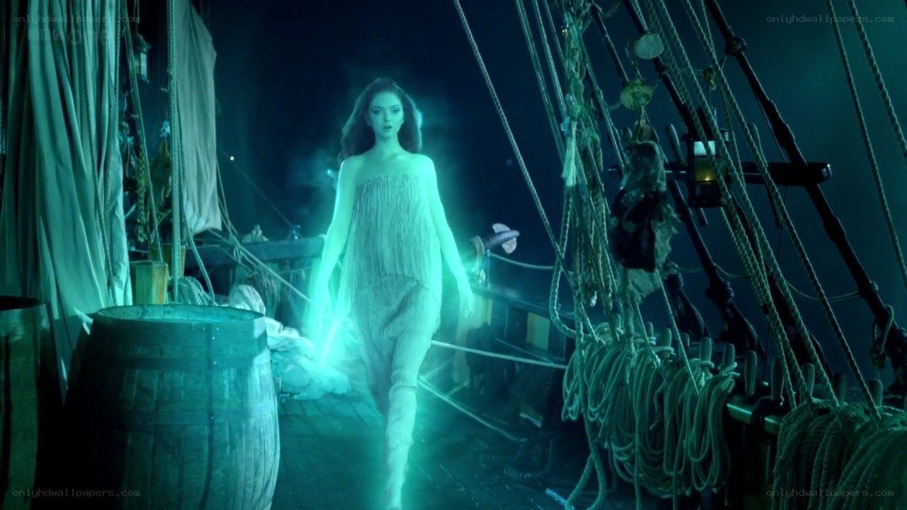 ghostly woman on ship deck
