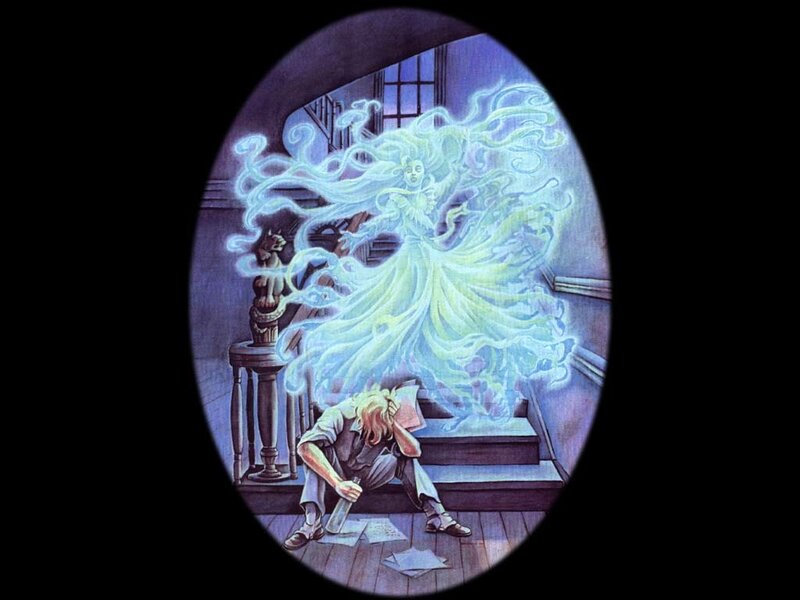 Ghostly Woman on Stairs
