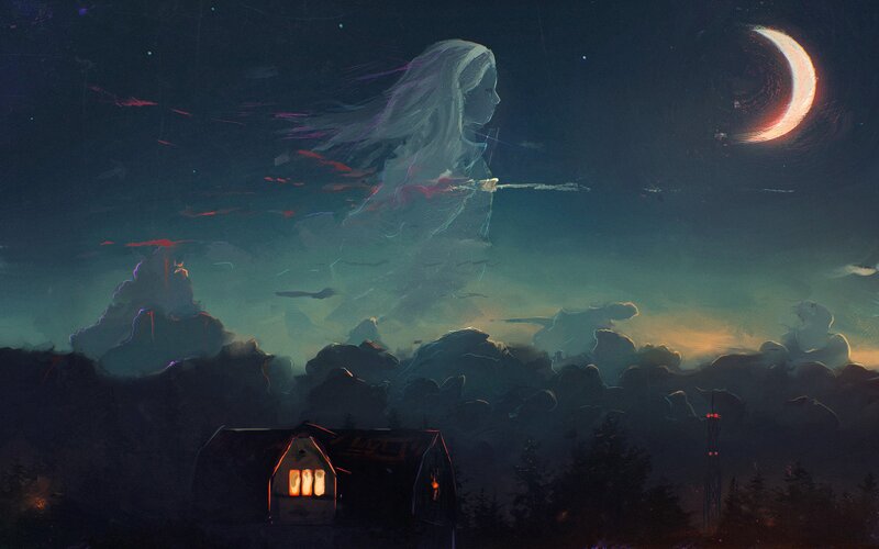 Ghostly Woman over Cabin