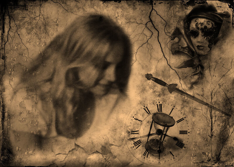 Ghostly Woman with Clock