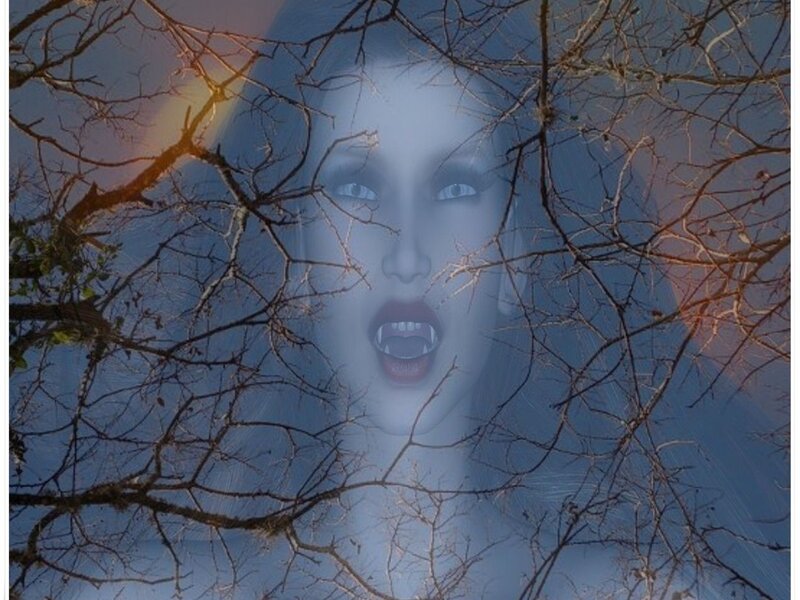 Ghostly Woman with Fangs
