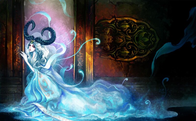 Ghostly woman with horns