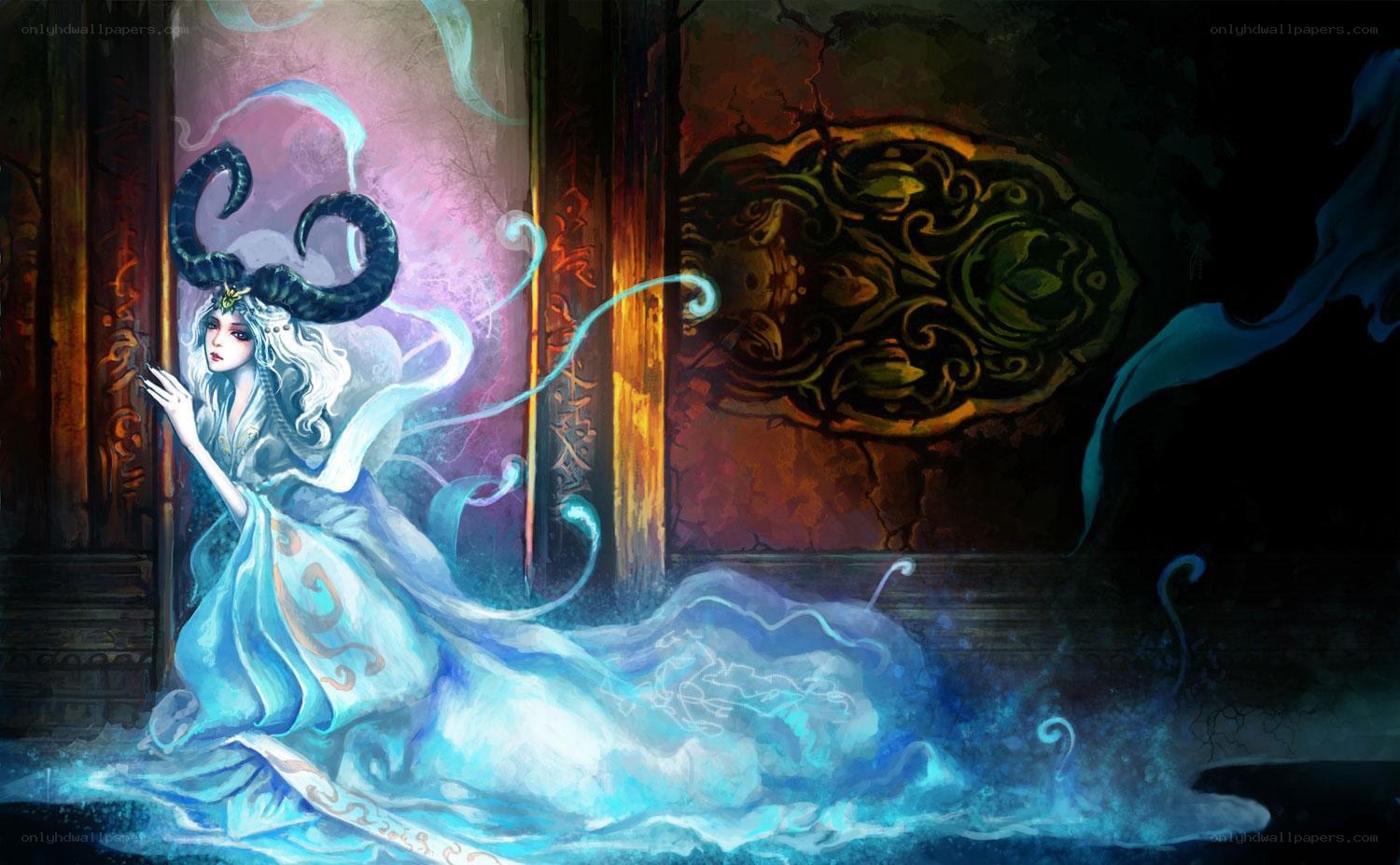 Ghostly woman with horns