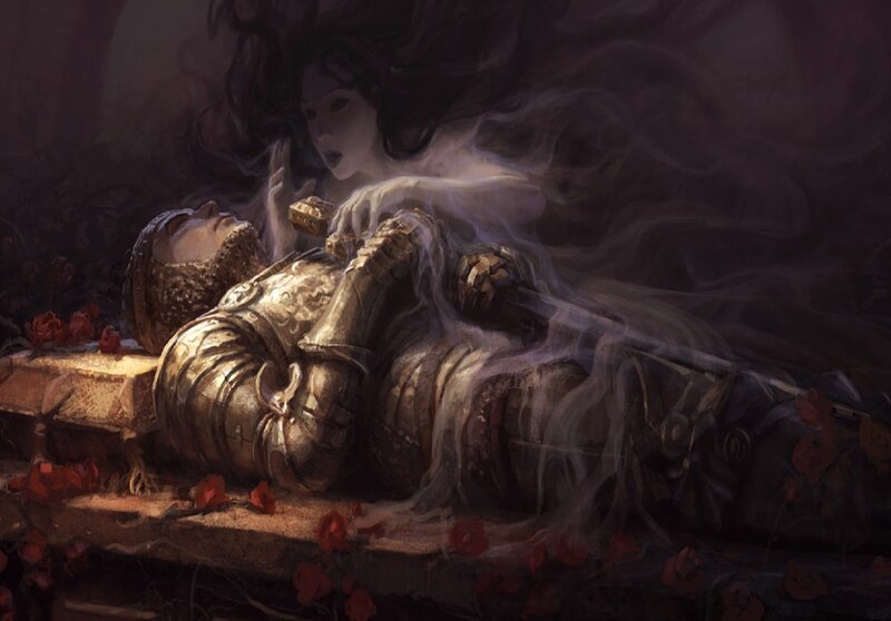 Ghostly Woman with Knight