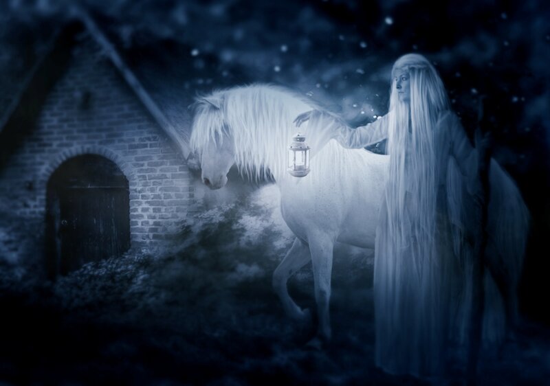 Ghostly Woman with White Horse