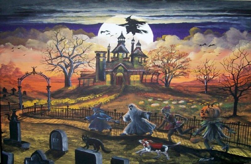 Ghosts and Witches in Cemetery
