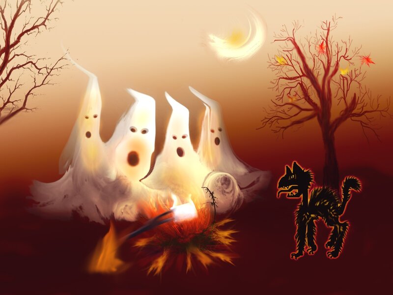 Ghosts Around a Campfire — Red