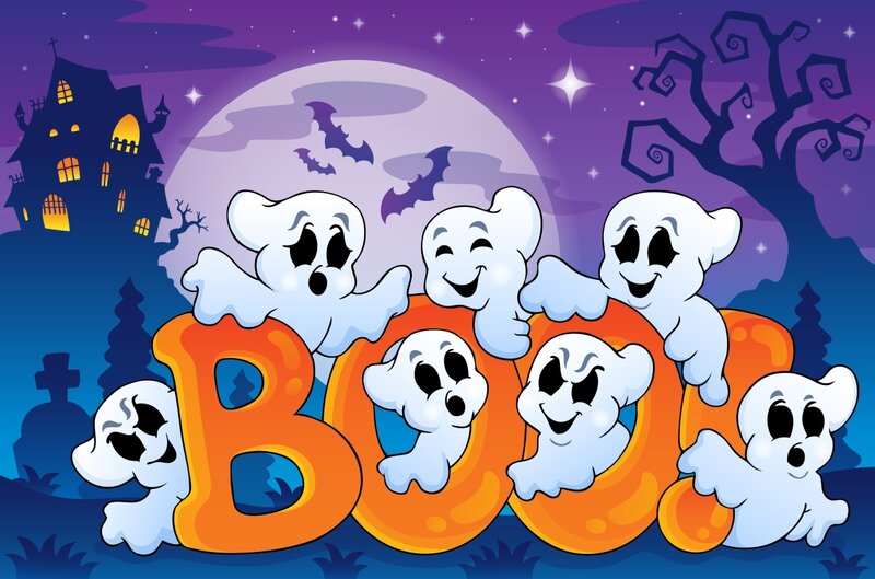 Ghosts Around BOO Letters — Purple