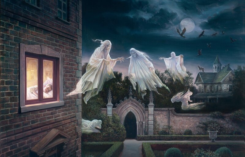 Ghosts Flying at Night — Dark Blue