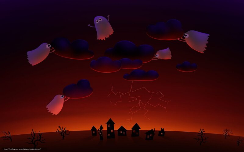 Ghosts Flying over Village