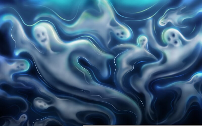 ghosts in blue mist