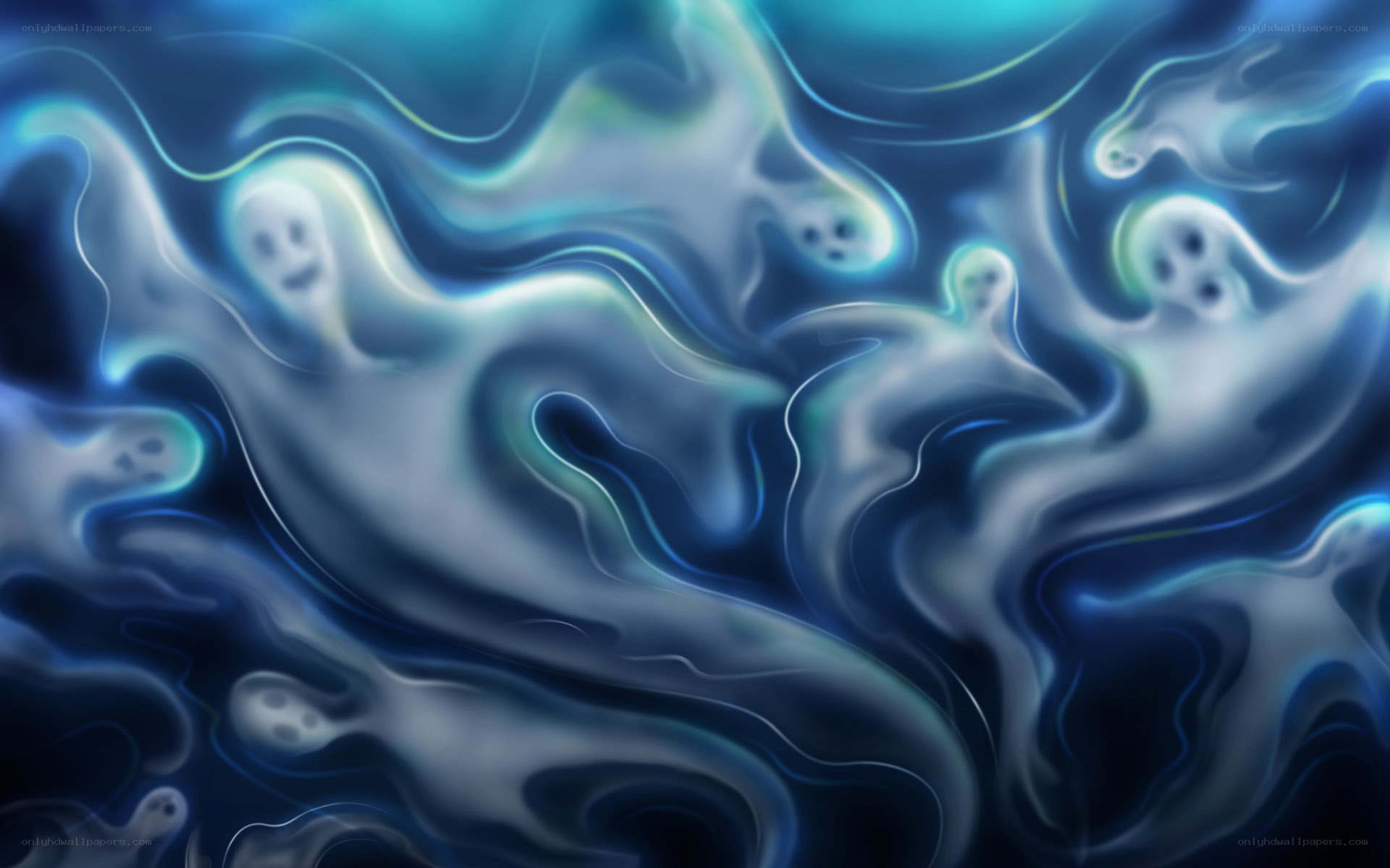 ghosts in blue mist