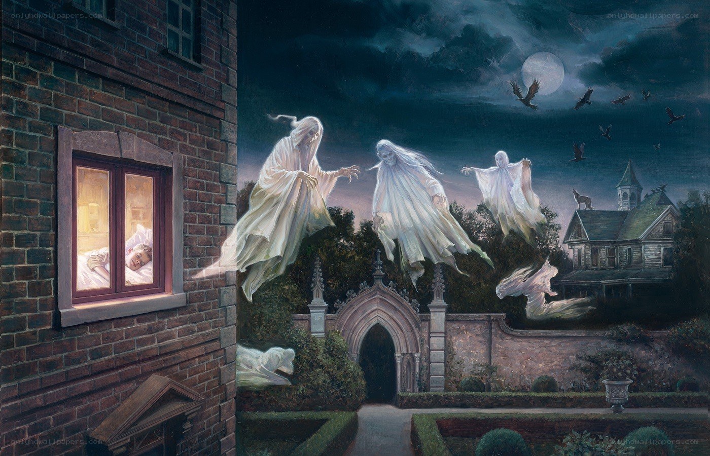 Ghosts in the garden at night