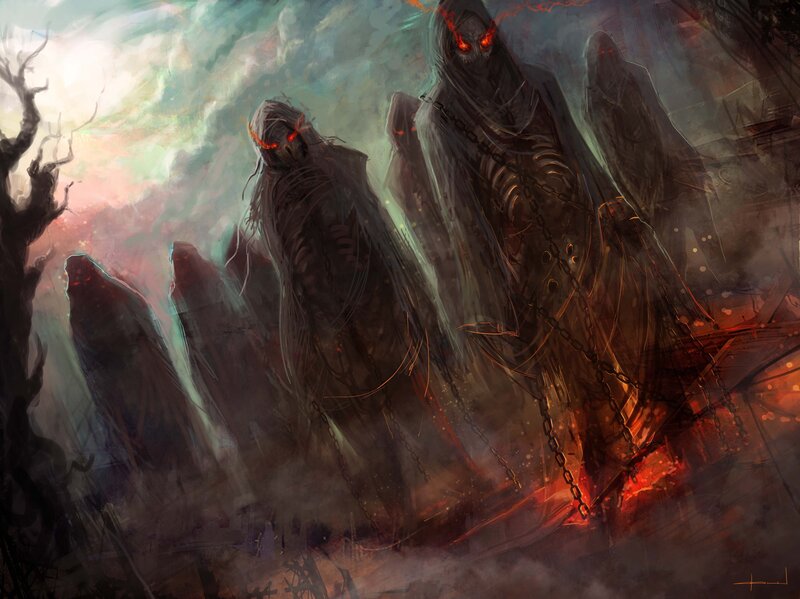 Ghosts with glowing eyes