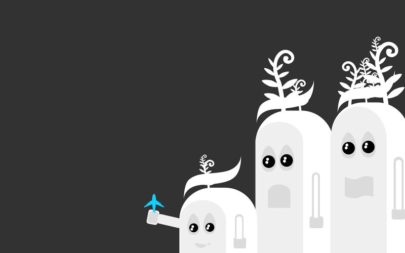 ghosts with plants and airplane