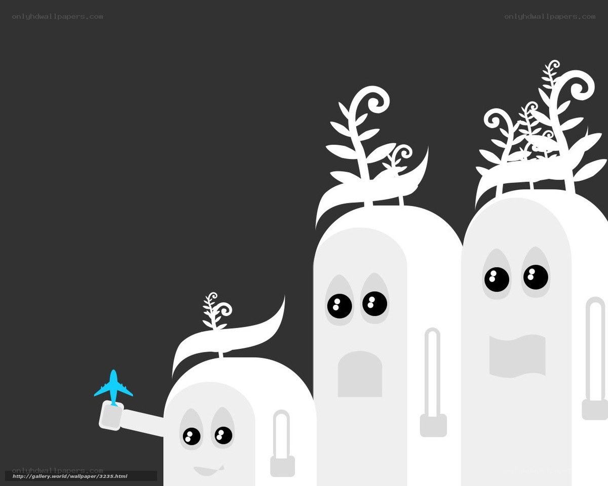 ghosts with plants and airplane