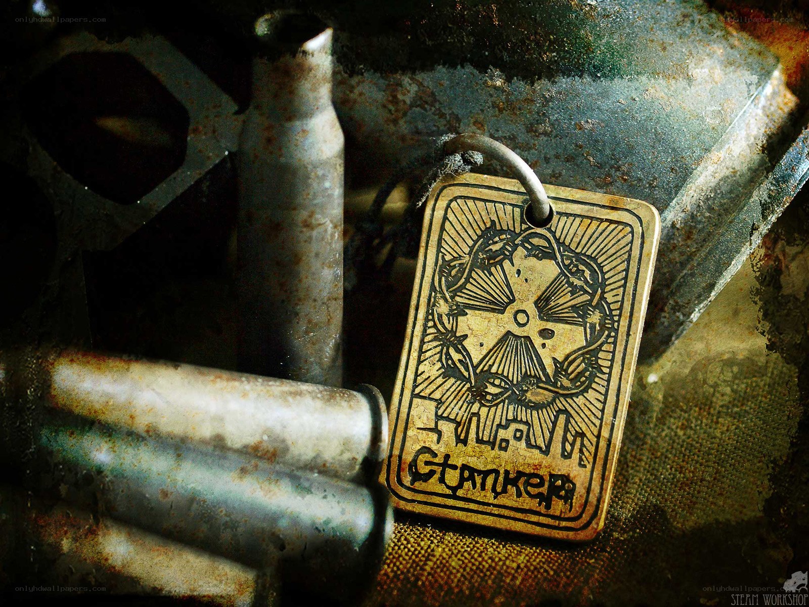 Ghoul pendant in a junkyard