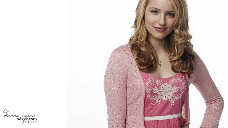 Gianna Agron in pink dress