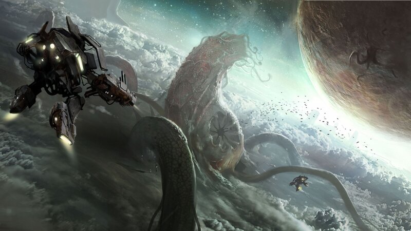 Giant Alien Creature — Gray, Dramatic
