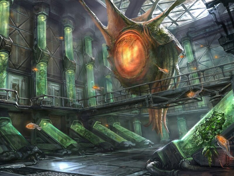 Giant alien creature in a lab