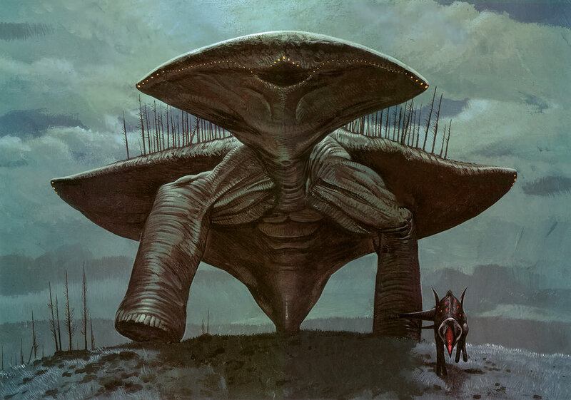 giant alien creature on barren planet