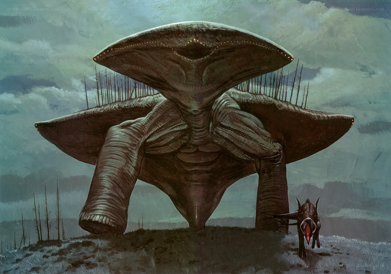 giant alien creature on barren planet