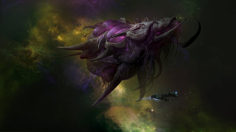 Giant Alien Creature — Purple, Dramatic, Night