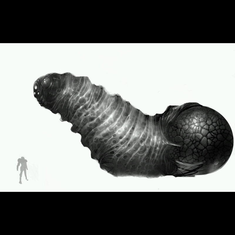 giant alien larva concept art