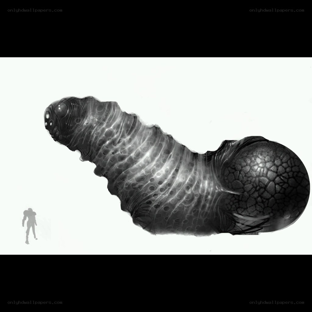 giant alien larva concept art