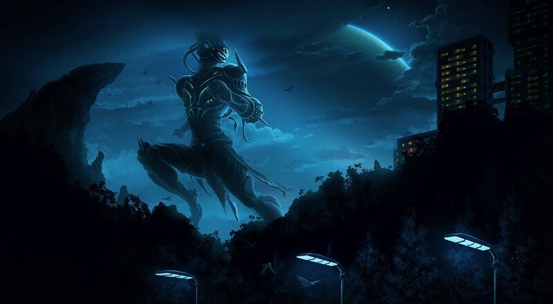 Giant Alien Warrior — Blue