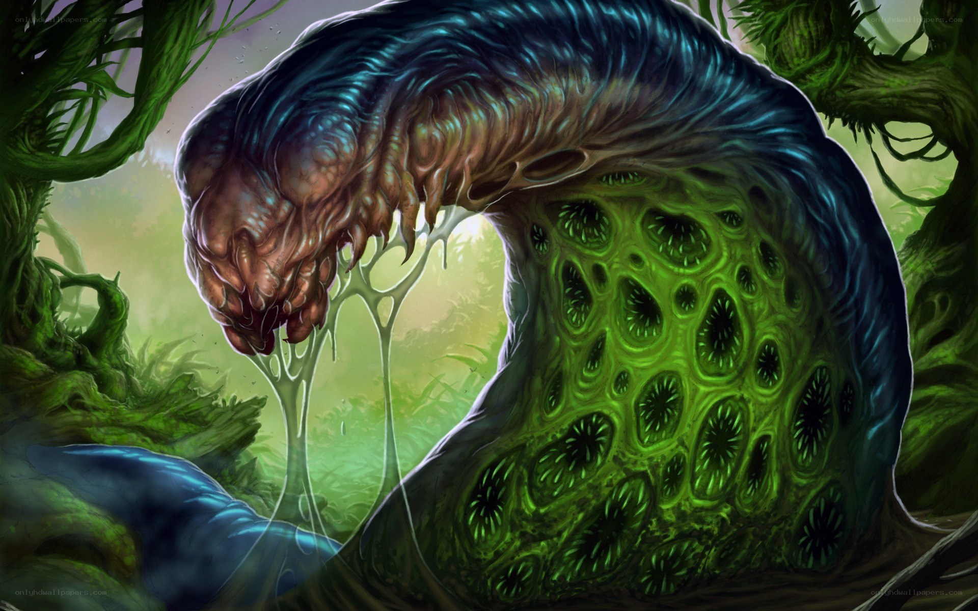 Giant alien worm in jungle