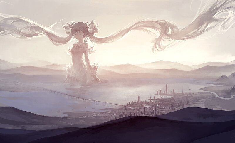 Giant Anime Girl in Water