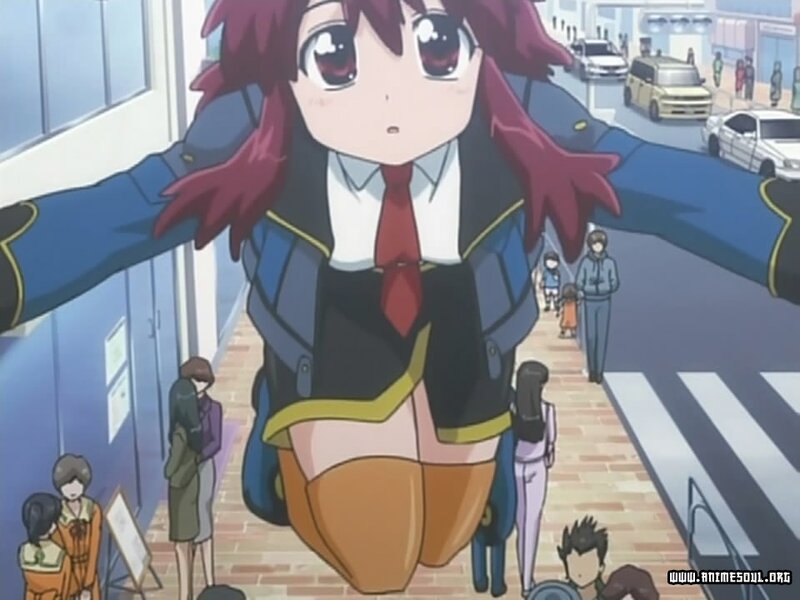 giant anime girl on street
