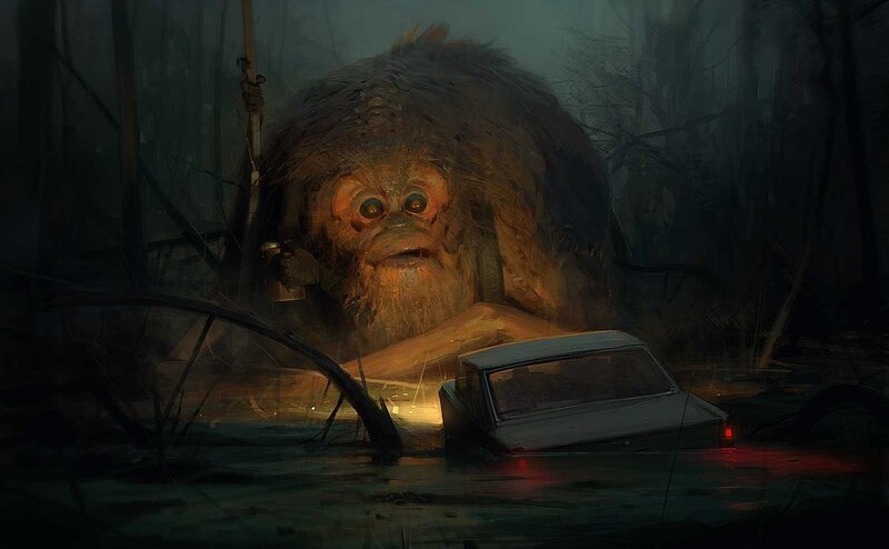 Giant Ape in Swamp