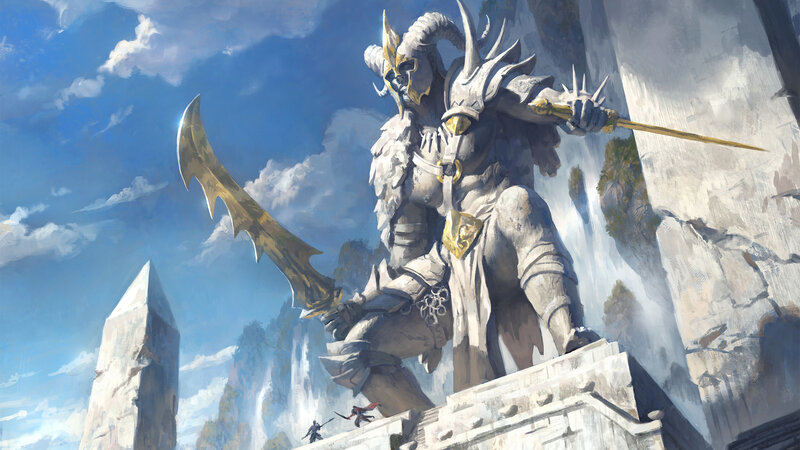 Giant Armored Warrior — Blue, Dramatic