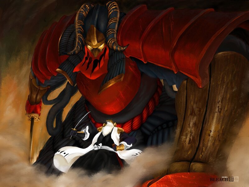 Giant Armored Warrior — Red, Dramatic, Digital Art, Samurai Armor, Sword, Smoke